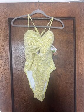 Women’s light green Floral One-Piece Swimsuit with Strappy Detail from Berlook